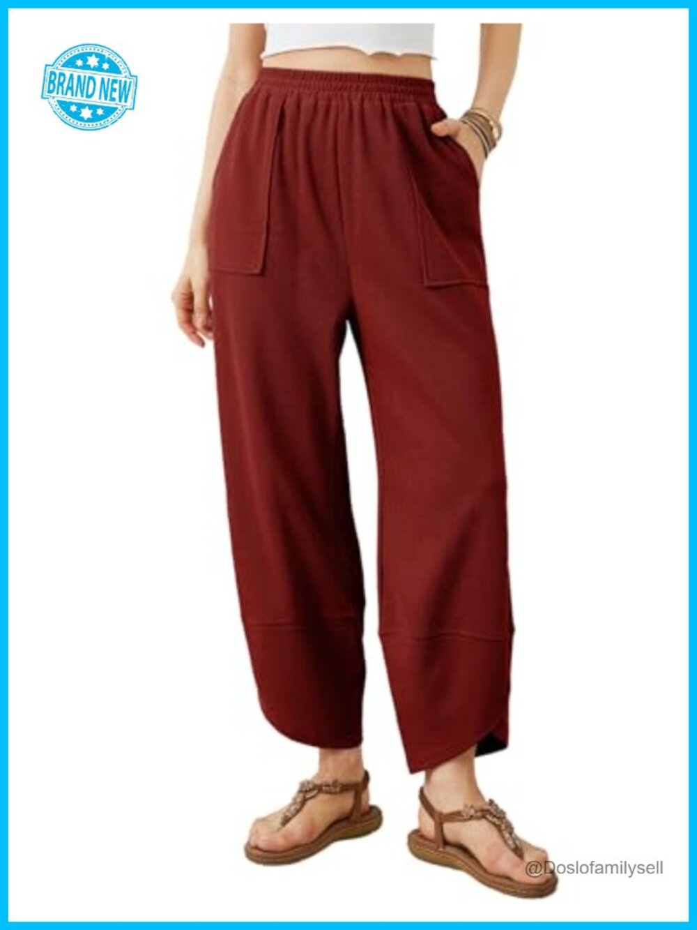Womens Baggy Wide Leg Harem Pants Elastic Waist Casual Palazzo Pants
